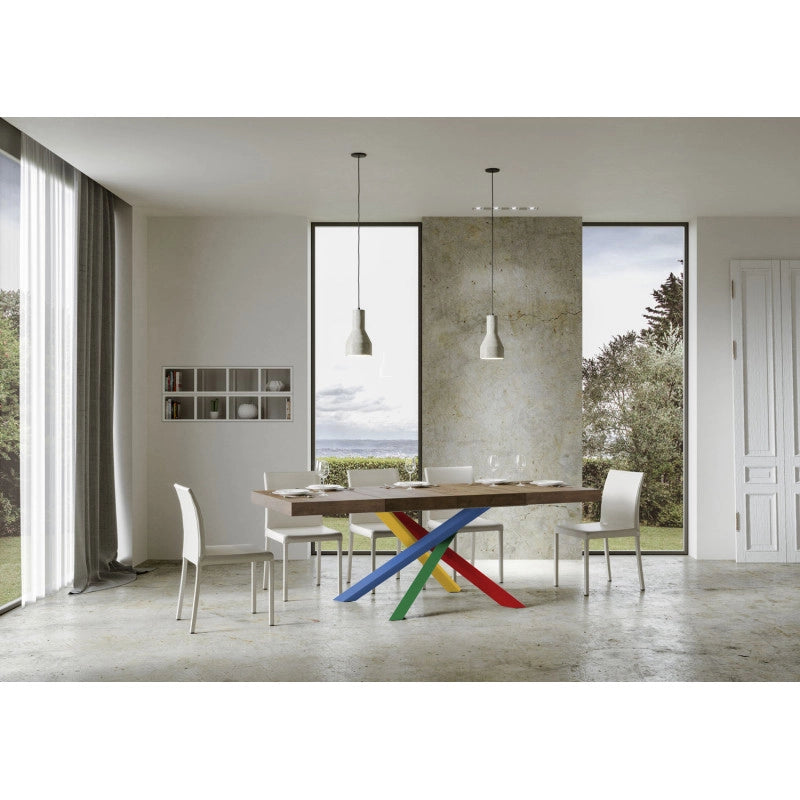 Tavolo allungabile 120/380x90 cm Volantis Premium telaio Multicolore 4/B - Noce