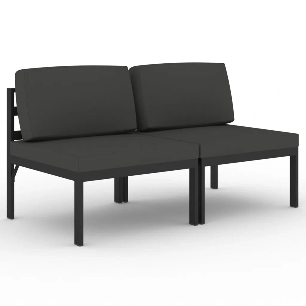 Divano da Giardino a 2 Posti con Cuscini in Alluminio Antracite 3107781