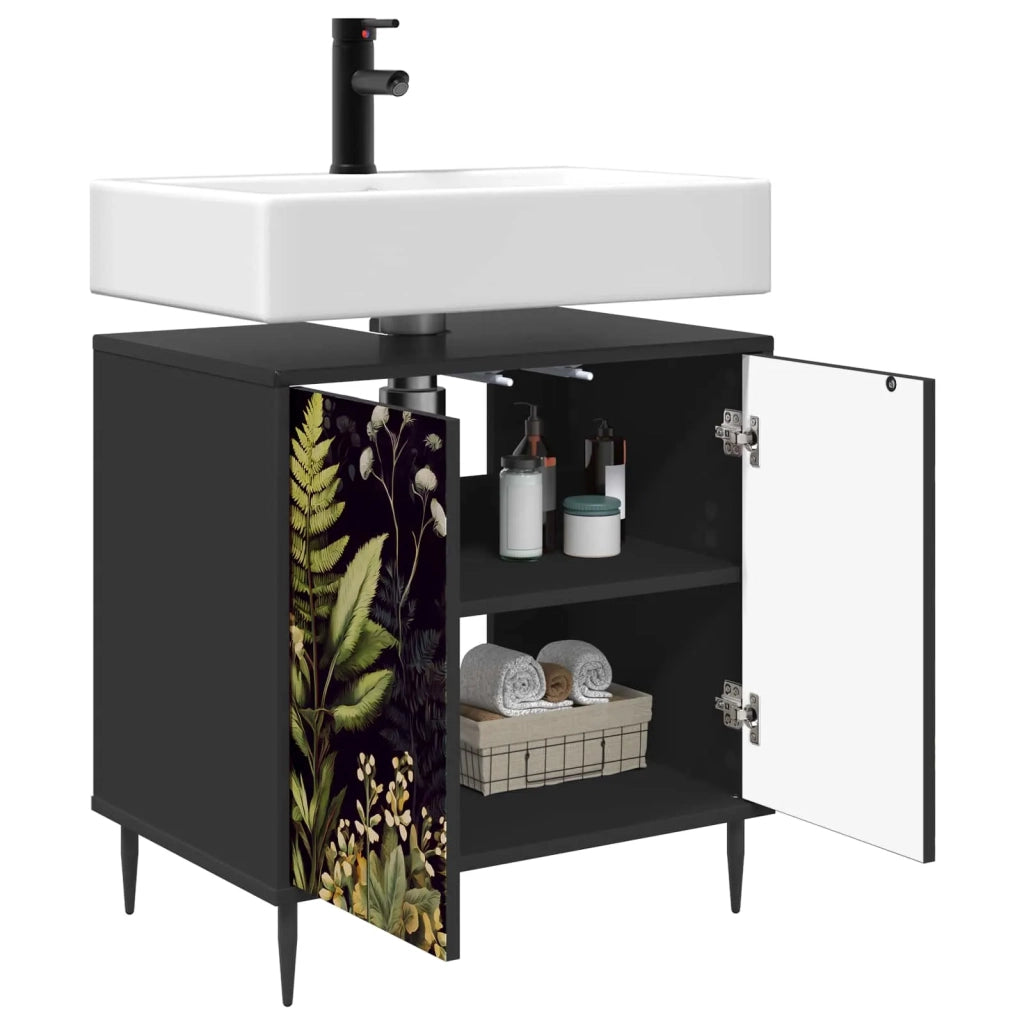 Mobile da Bagno RHENEN Rovere Nero 60 x 40 x 61 cm 8007409