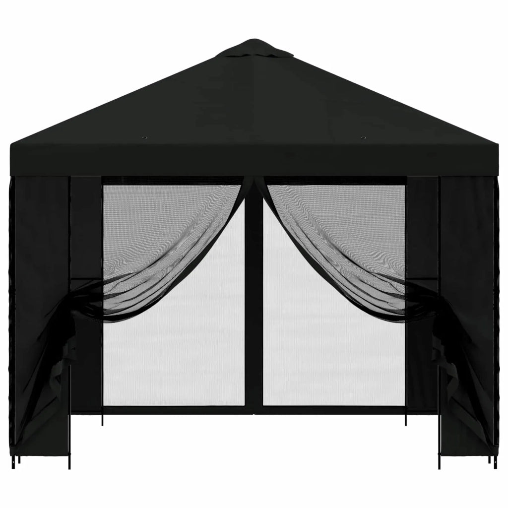 Gazebo da giardino con pareti laterali 3 x 3 m Nero