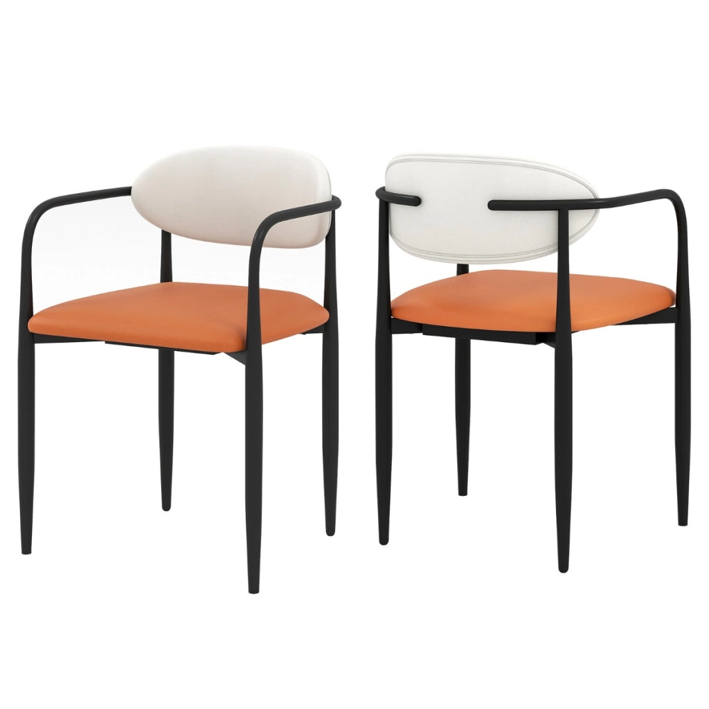 Sedie da cucina rivestite in pelle sintetica con sedile imbottito, Sedia da pranzo set di 2 sedie da pranzo moderne Arancione