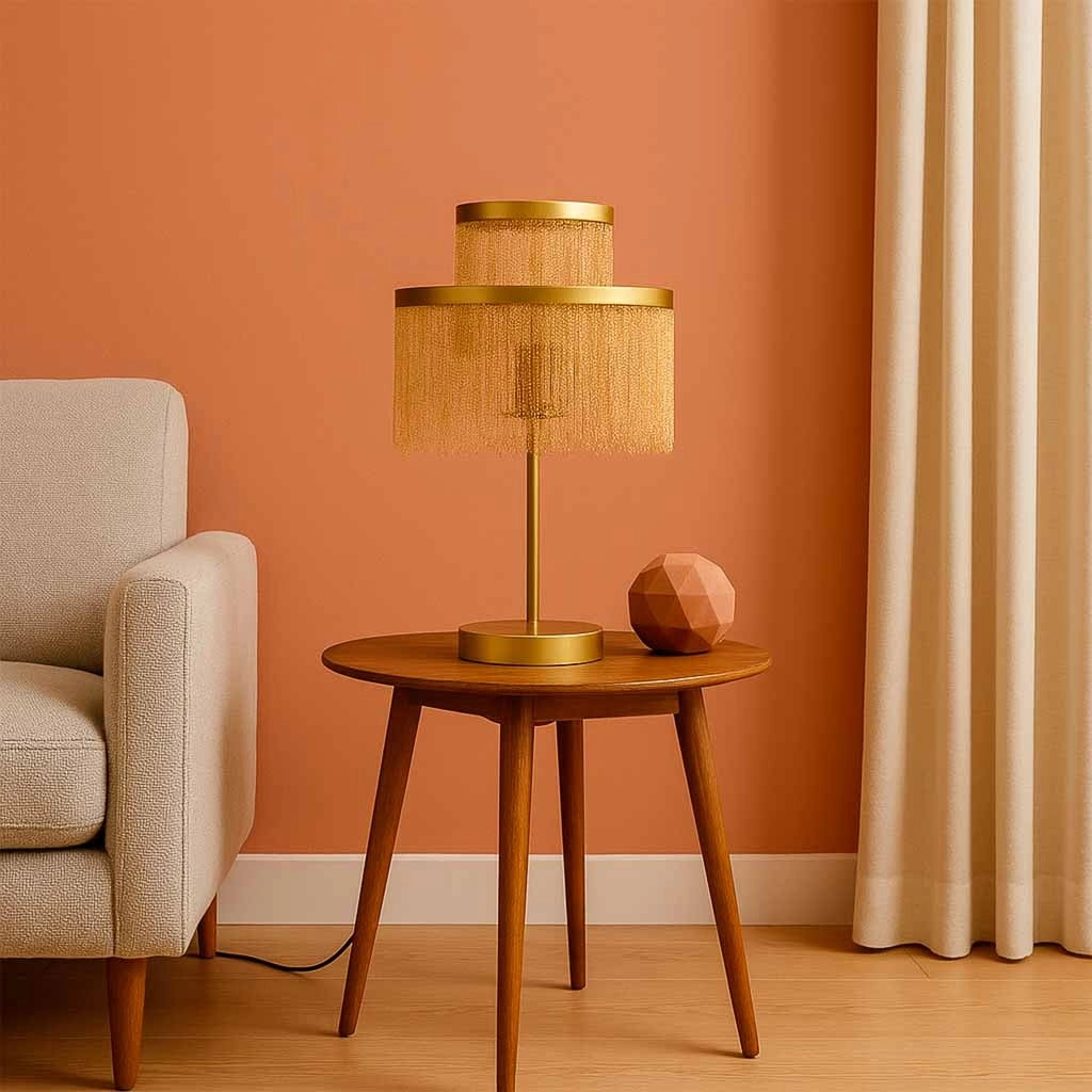 Lampada da tavolo in metallo 30x30x35/50h cm Oro