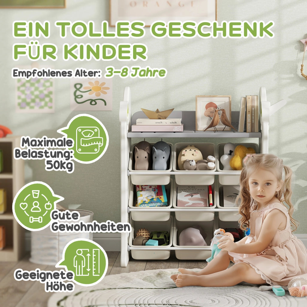 Libreria bambini con 9 contenitori ¨C zephmum ¨C plastica crema 60x30x60 cm