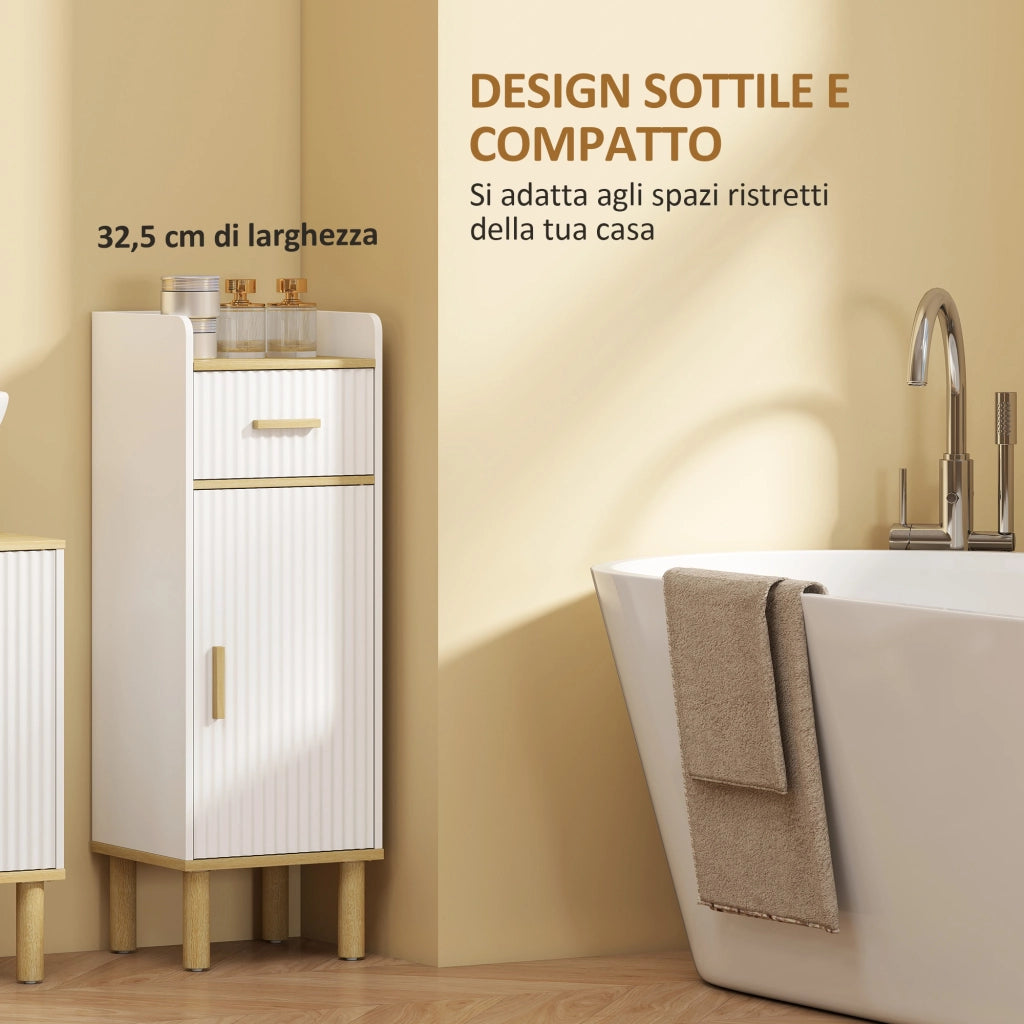 Mobile da Bagno Stretto con Ripiano Regolabile ¨C zephmum ¨C Bianco