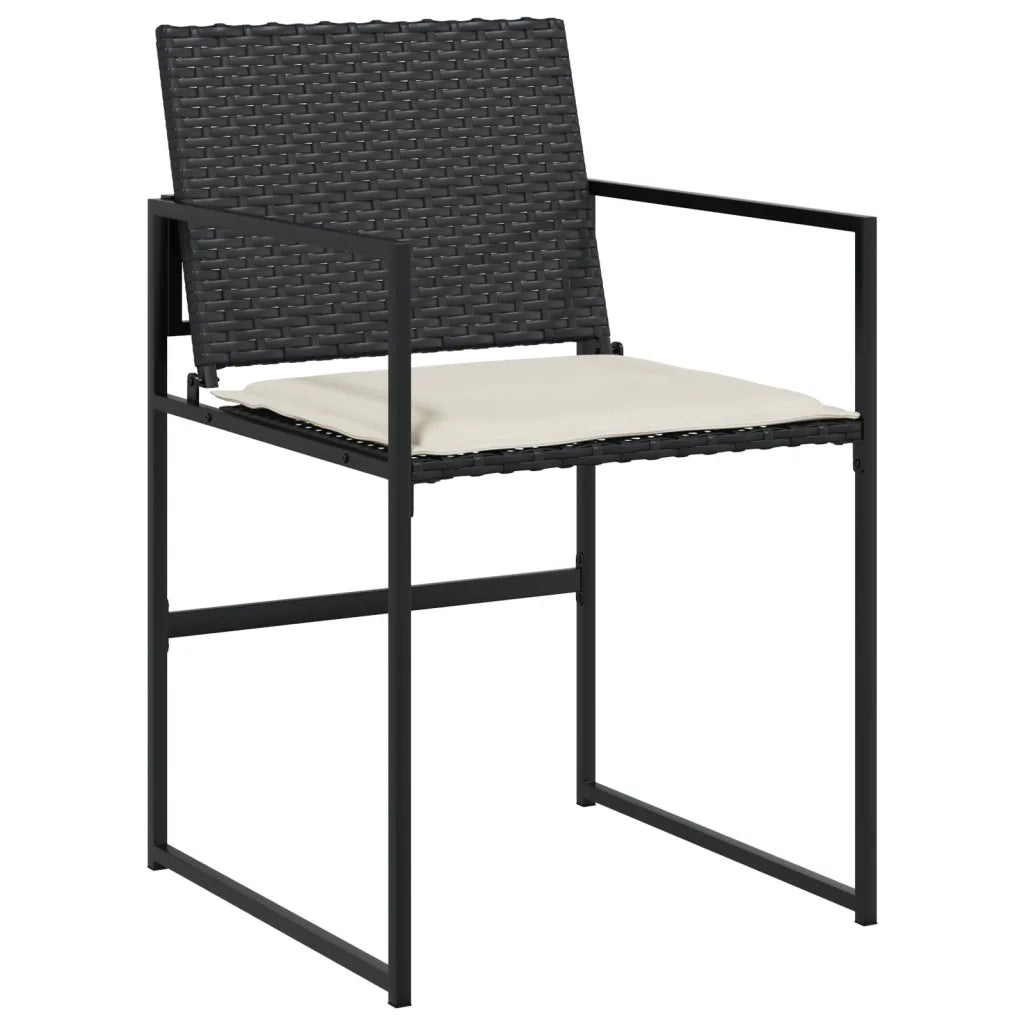 Set da Pranzo da Giardino 13pz con Cuscini Nero in Polyrattan 3295062