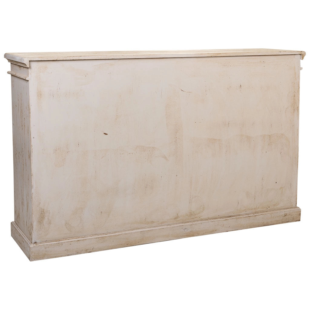 Credenza in legno e vetro artigianale bianco 170x40x100