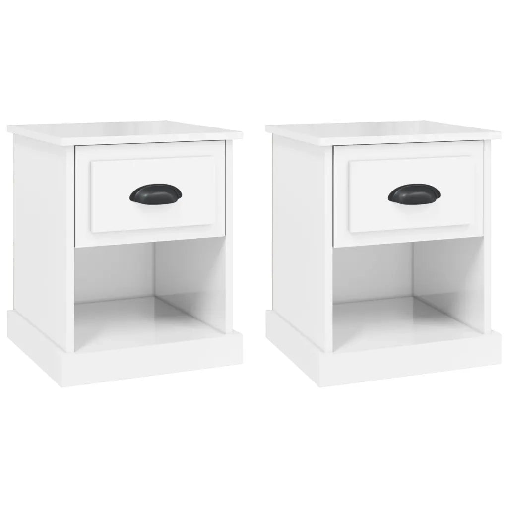 Comodini 2 pz-Set di 2 Tavolino da notte Bianco Lucido 39x39x47,5 cm in Legno Multistrato