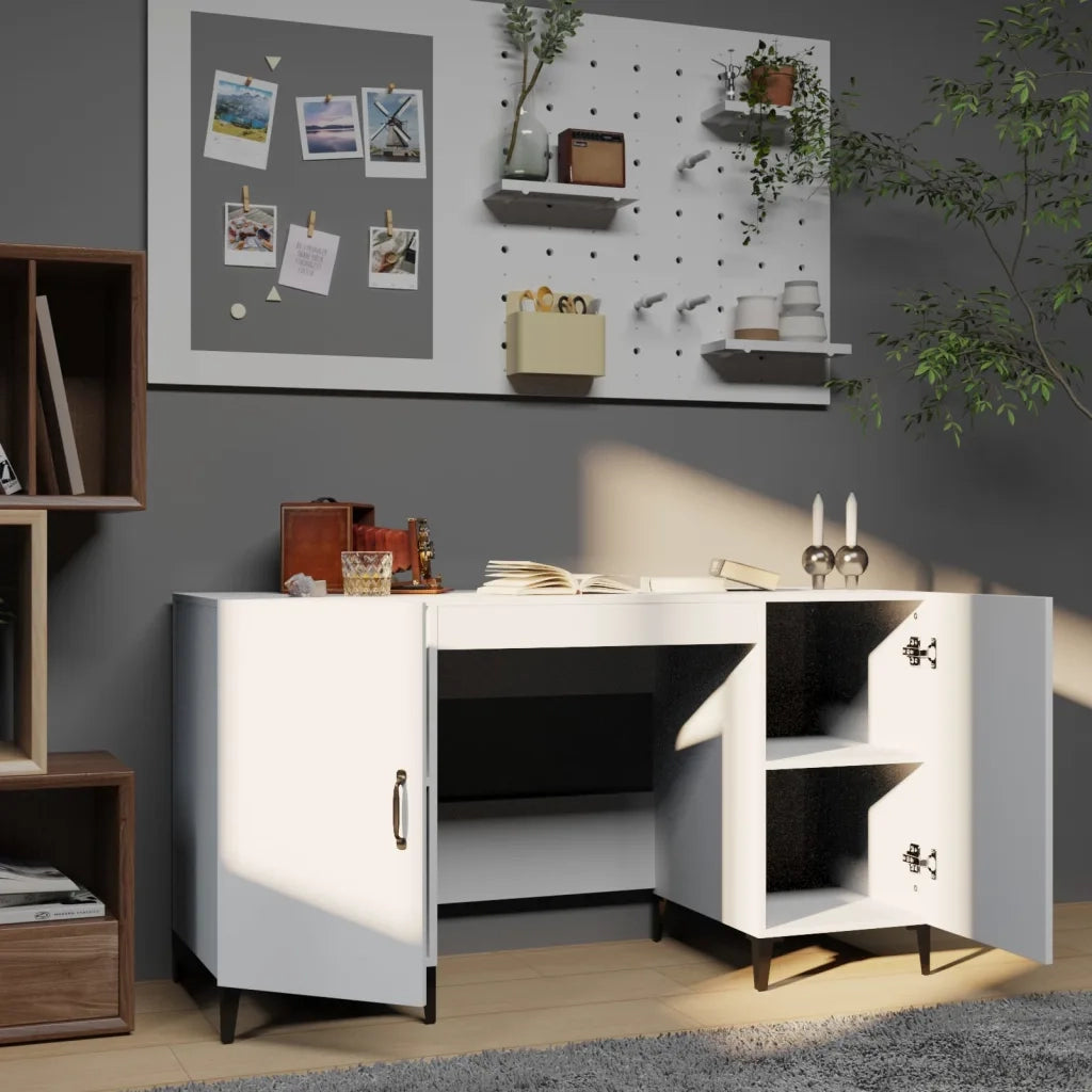 Scrivania | Tavolo da Ufficio Bianca 140x50x75 cm in Legno Multistrato