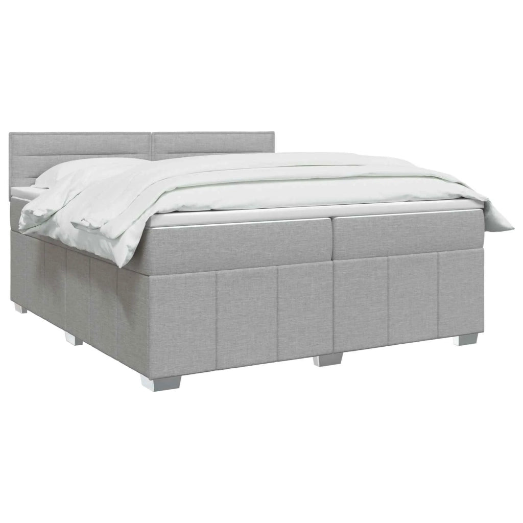 Letto Box Spring LED con Materasso Grigio Chiaro 200 x 200 cm 3455675