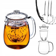 Teiera in vetro KADAX da 600 ml con inserto e infusore per erbe aromatiche.