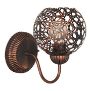Applique 'Petherton' per Interni a Braccio Curvo Lampada da Parete con Paralume Sferico a Rete - color Rame - lux.pro