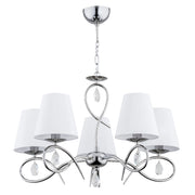 Lampadario SYNA Alfa cromato con paralumi e cristalli 5xE14