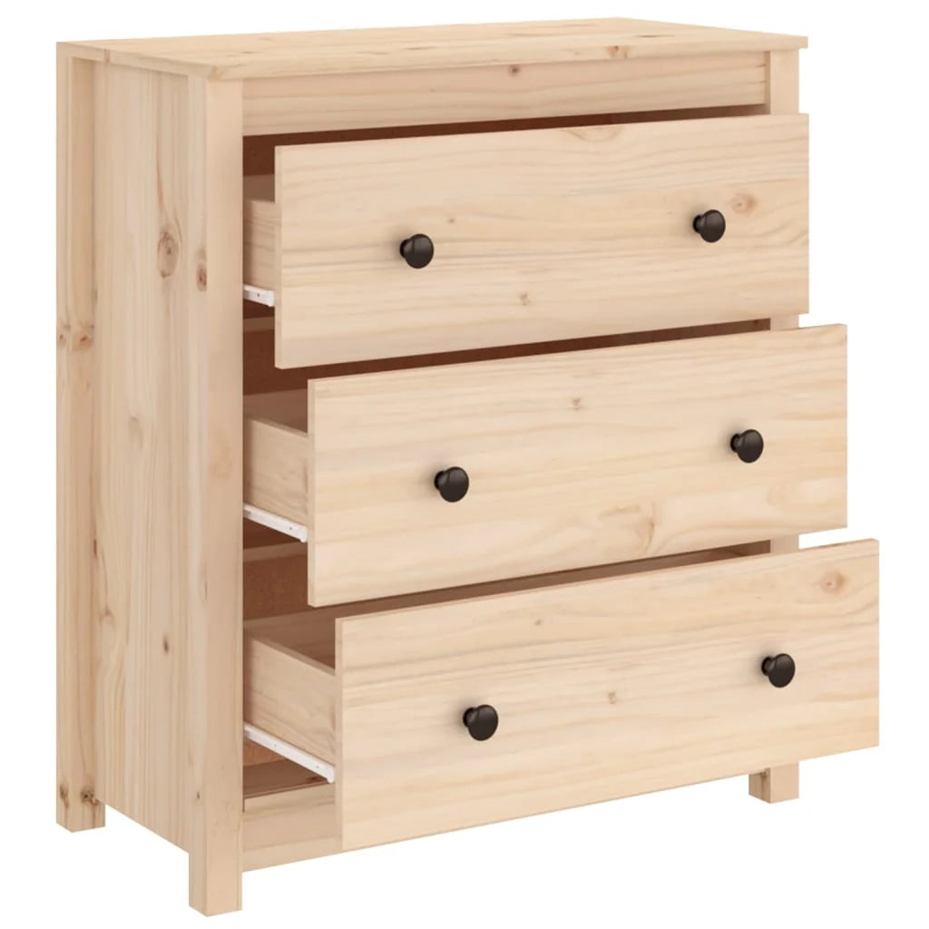 Buffet credenza cassettiera armadio mobile contenitore organizer per cucina soggiorno salotto 70 x 35 x 80 cm legno massello di pino marrone 02_0029646