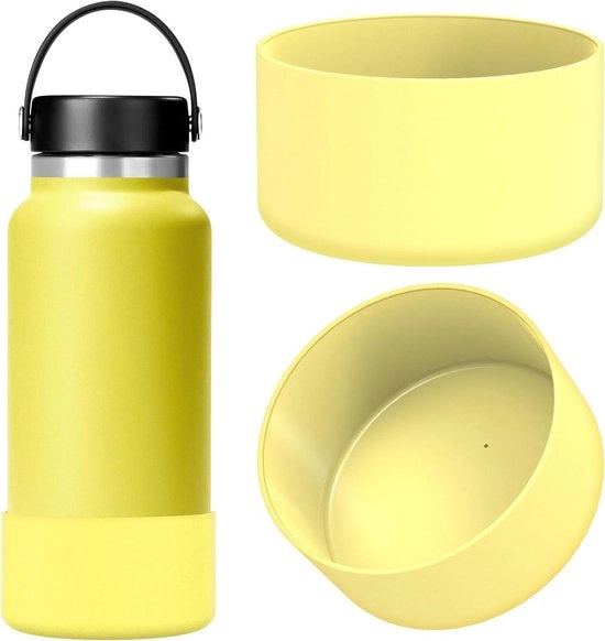 Sistema di supporto per bottiglia d'acqua compatibile con bocchette ampie, con fondo in silicone e protezione con bumper - disegno ananas / 2 pezzi