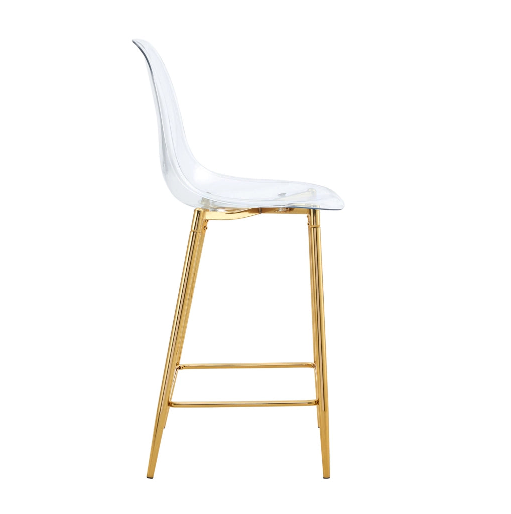 Set di sgabelli da bar trasparenti con struttura oro