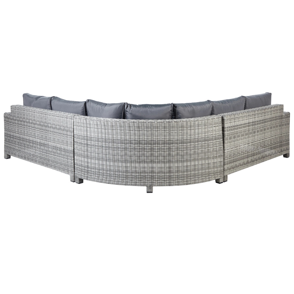 Set da giardino in rattan sintetico 9 posti divano angolare da esterno con tavolo cuscini grigio