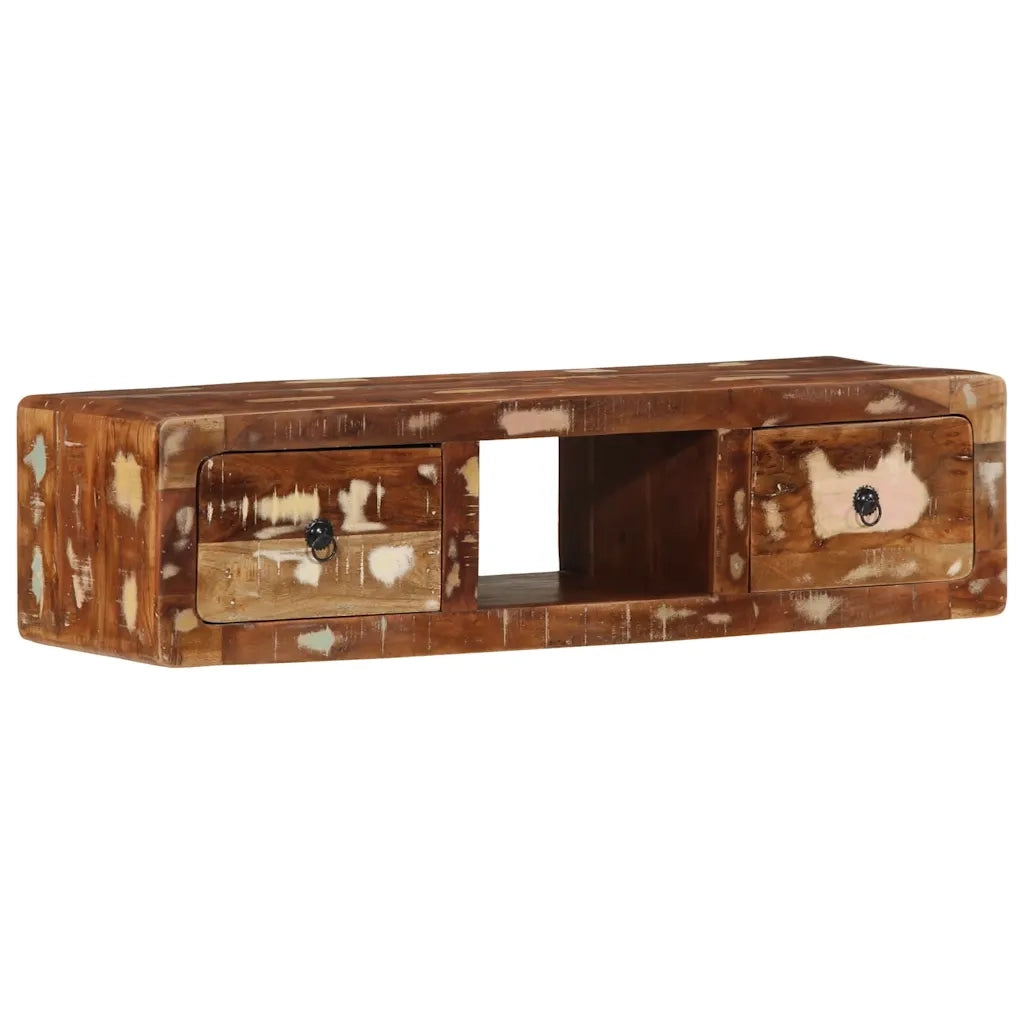 Mobile TV a Parete 100x32x25 cm in Legno Massello di Recupero