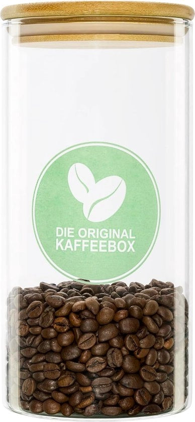 Coffeiera con rivestimento in bambù, contenitore per caffè in vetro con anello in silicone, contenitore a chiusura ermetica per la conservazione di caffè in grani e caffè macinato, caffettiera.
