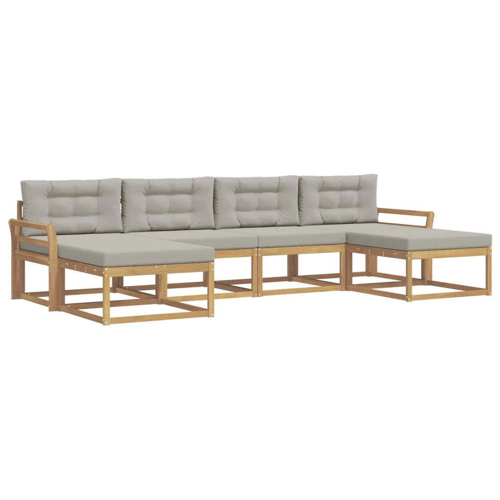 Set di divani da esterno 6 pz Bianco e Grigio Chiaro 3386830