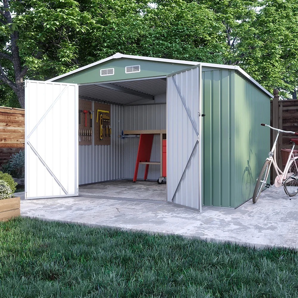 Casetta da giardino in acciaio zincato verde 3,21x2,77xh2,17 m - 129kg - 8,9 metri quadri