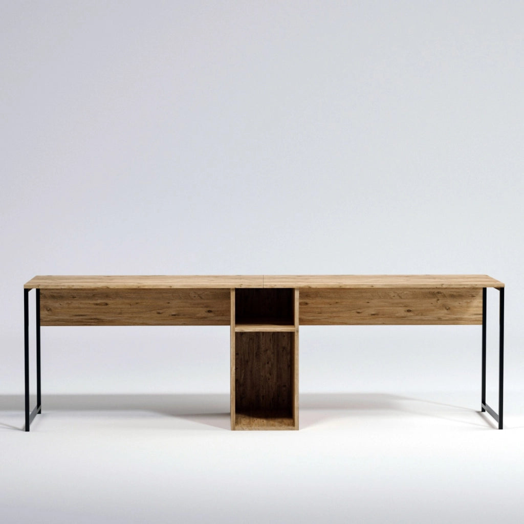Scrivania in legno "Ikili Calisma" - 240 x 60 x 74 cm - Pino Atlantico nero