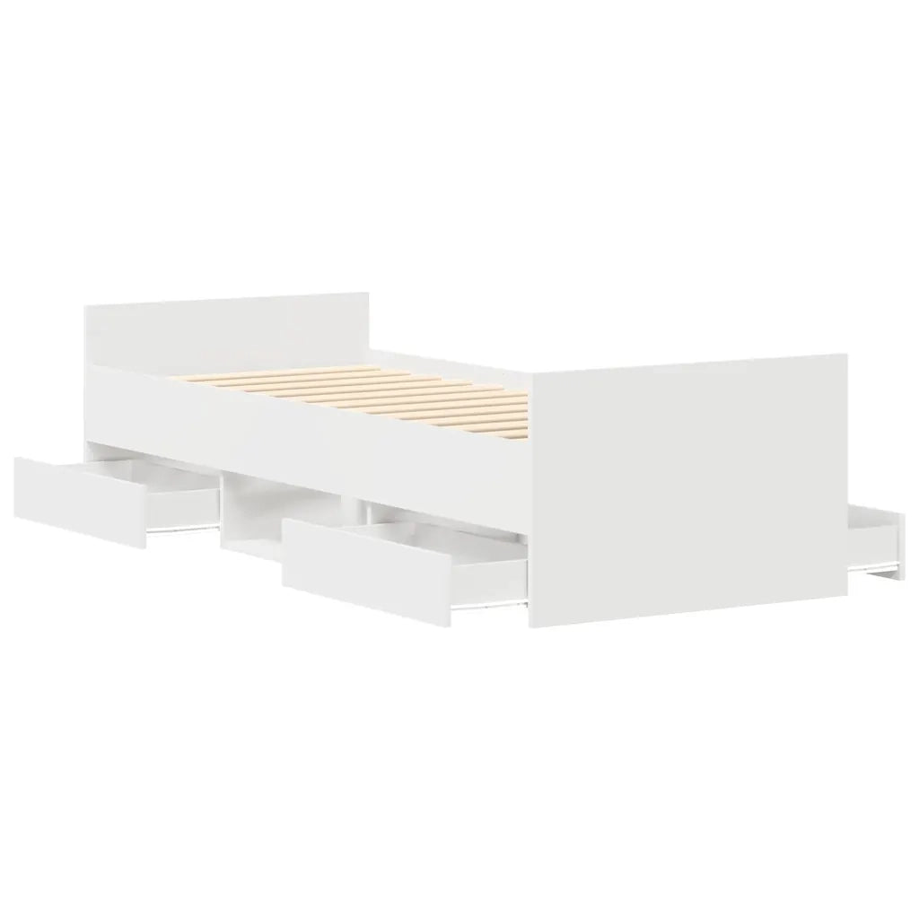 Giroletto con Testiera e Pediera-Struttura Letto Bianco 100x200 cm