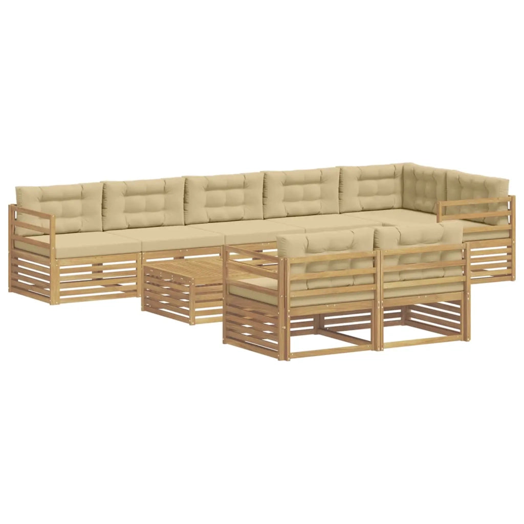 Set di divani da esterno 9 pz Bianco e Beige 3390708