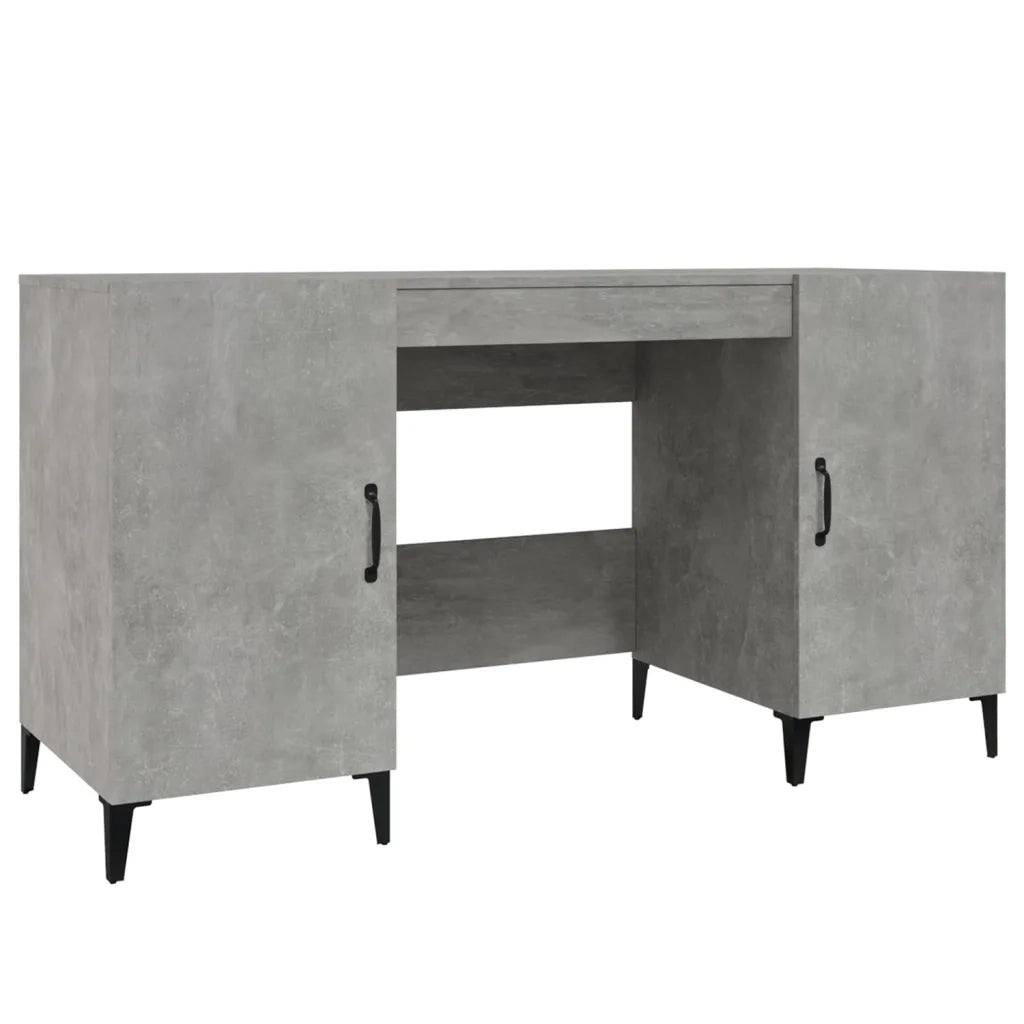 Scrivania | Tavolo da Ufficio Grigio Cemento 140x50x75 cm in Legno Multistrato