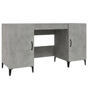 Scrivania | Tavolo da Ufficio Grigio Cemento 140x50x75 cm in Legno Multistrato