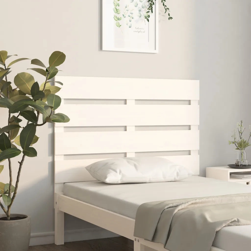Testiera | Testata per Letto Bianca 90x3x80 cm in Legno Massello di Pino