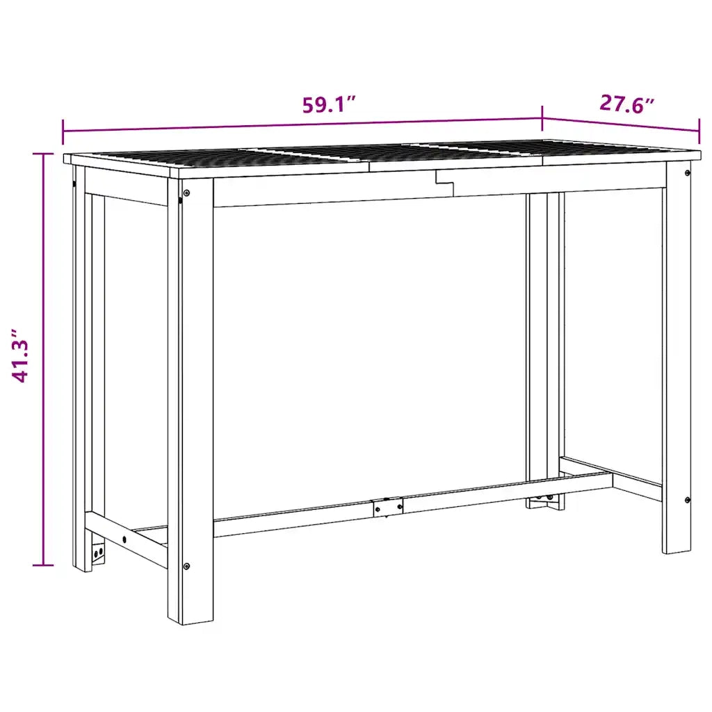 Tavolo da Bar in Legno Massello di Acacia 150x70x105 cm 246665