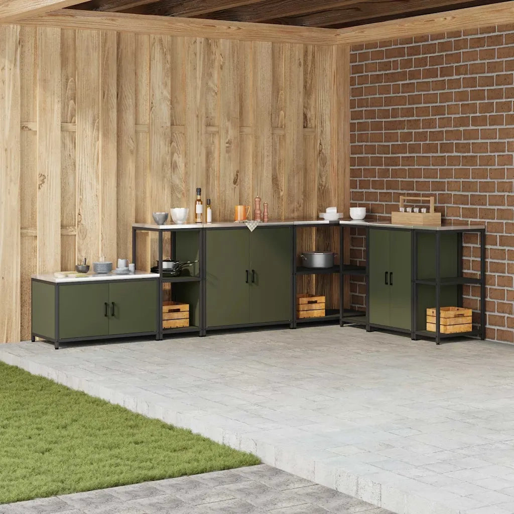 vidaXL Mensola per il deposito in cucina Verde oliva Acciaio