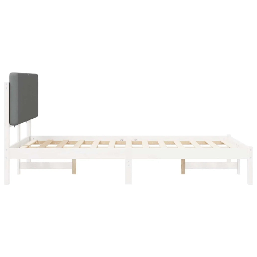 Letto con Testiera Rivestita Grigio chiaro 135 x 190 cm