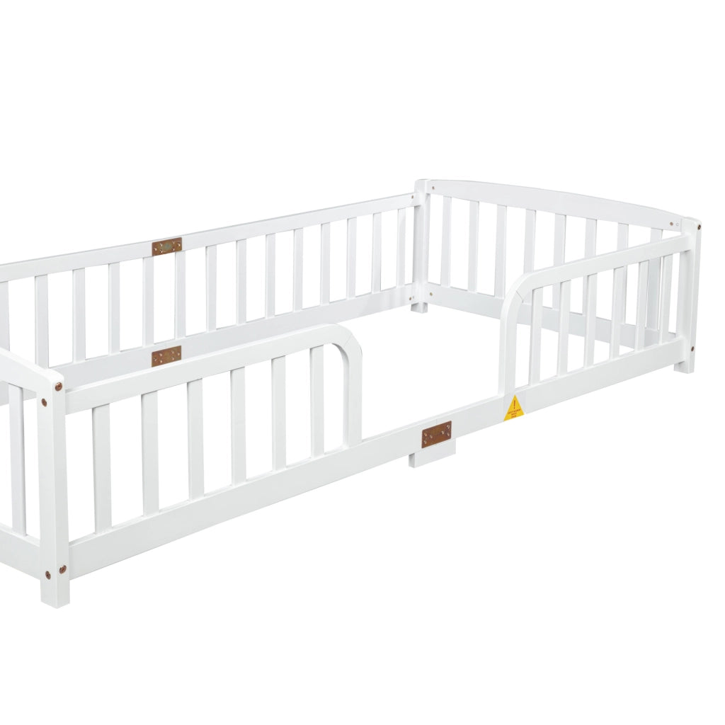 Letto a pavimento per bambini 90x200 cm in pino bianco