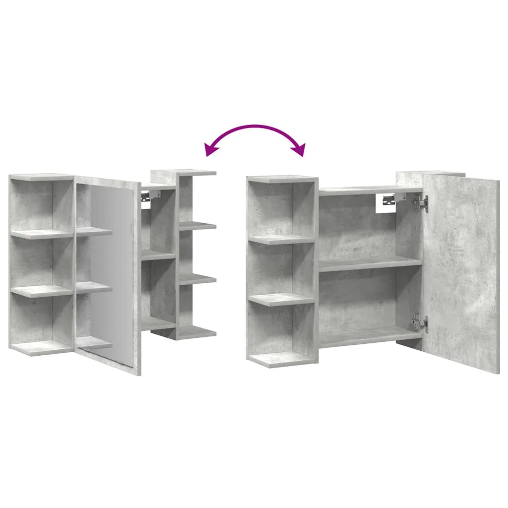 Mobiletto a specchio moderno per bagno 80 x 20,5 x 64 cm ampio spazio contenitivo realizzato in truciolato grigio cemento 02_0050719