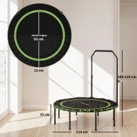 Trampolino Fitness con corrimano regolabile, per Interni ed Esterni, in Acciaio e Plastica, Verde