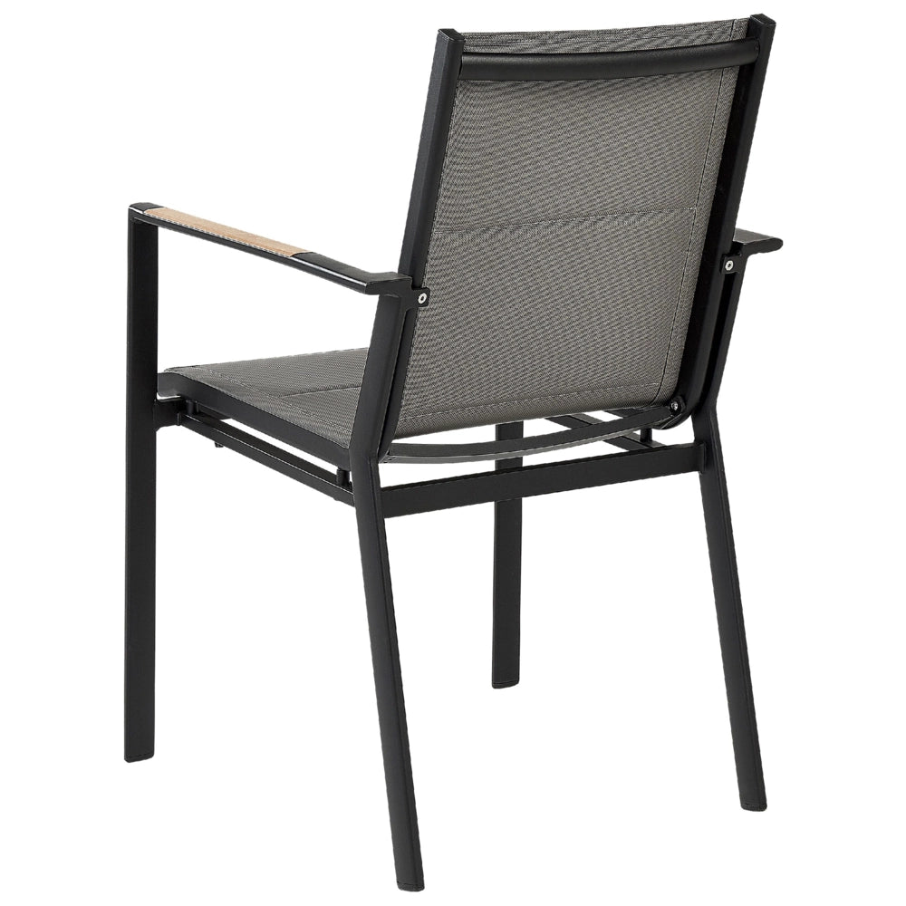 Set da pranzo da giardino con tavolo in alluminio nero con piano in vetro con 4 sedie giardino terrazzo elegante