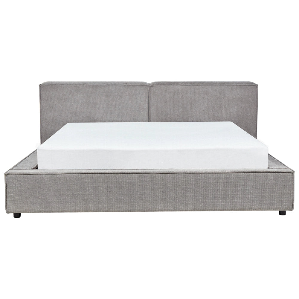 Letto matrimoniale in tessuto grigio con struttura a doghe 180 x 200 cm stile classico camera da letto