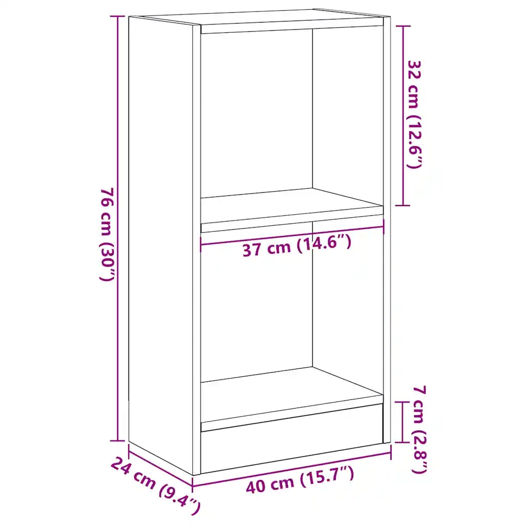 Libreria-Scaffale per Libri-Mobile di Stoccaggio Rovere Nero 40x24x76 cm in Legno Multistrato