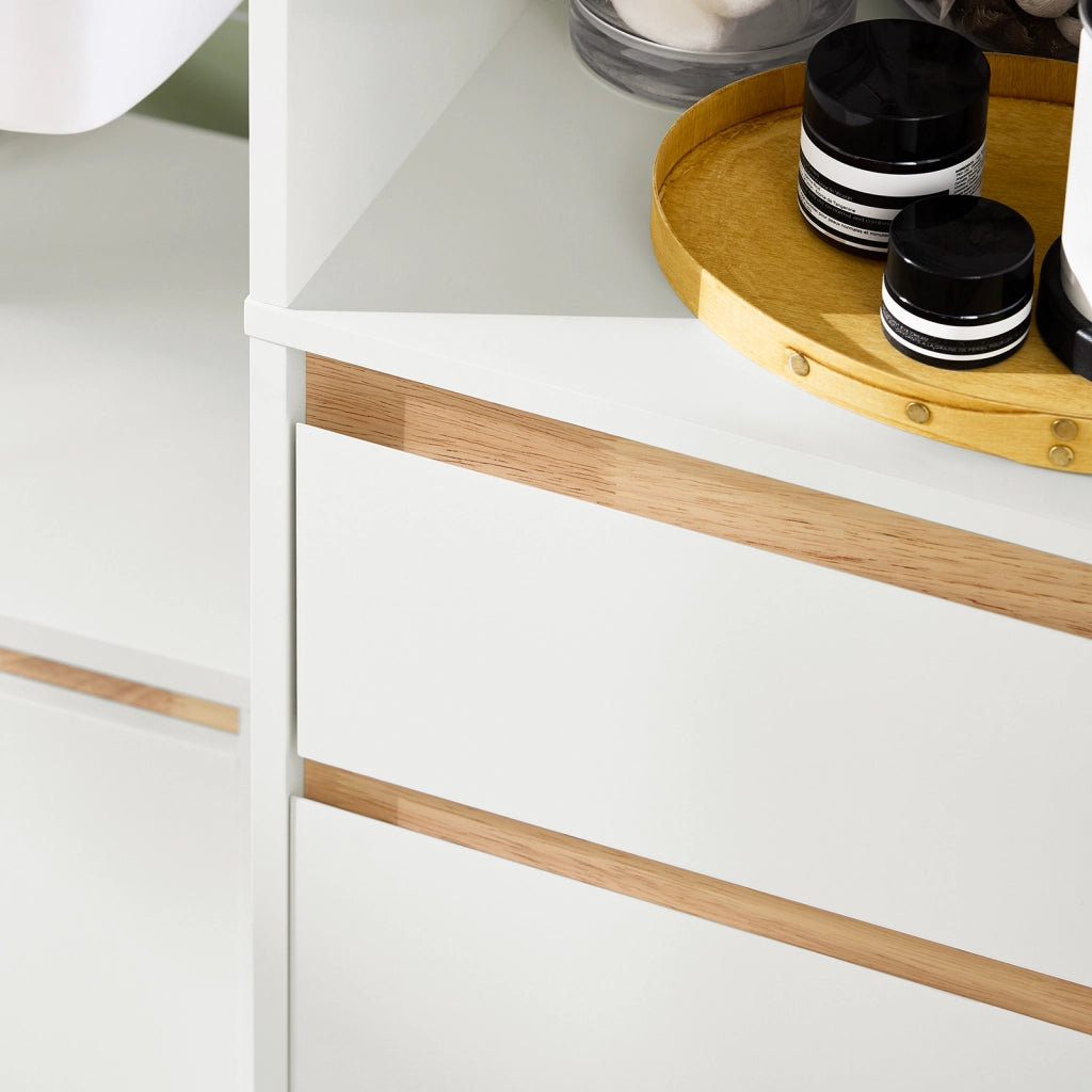 SoBuy Mobile bagno salvaspazio Mobile alto con 2 ante Mobile a colonna bagno angolare Bianco 35x33x170cm BZR80-W
