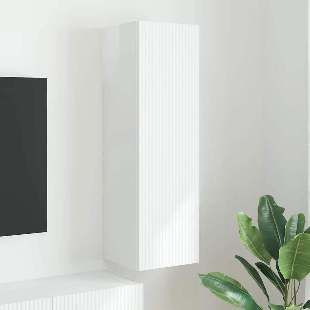 Mobile TV da parete-Mobile TV a Muro-Credenza TV Bianco Lucido 30 x 31 x 100 cm