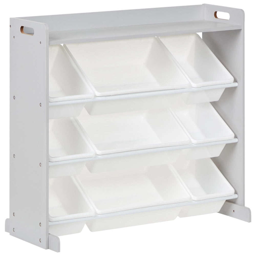 Scaffale con 9 contenitori Cassetti Grigio e Bianco MDF Plastica Unico Camera dei bambini Storage Design Moderno
