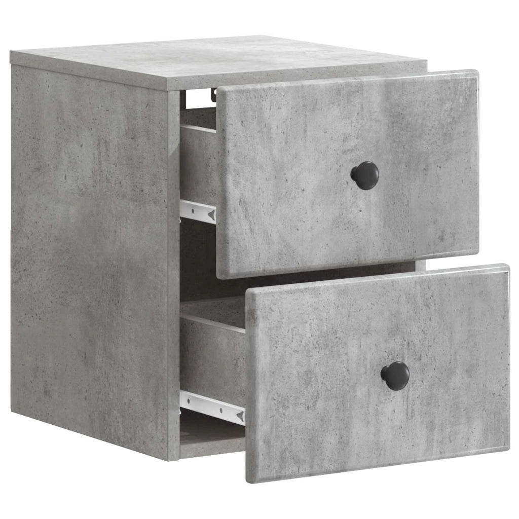 Mobiletto da notte a muro con cassetto 2 pcs Grigio Cemento 899152