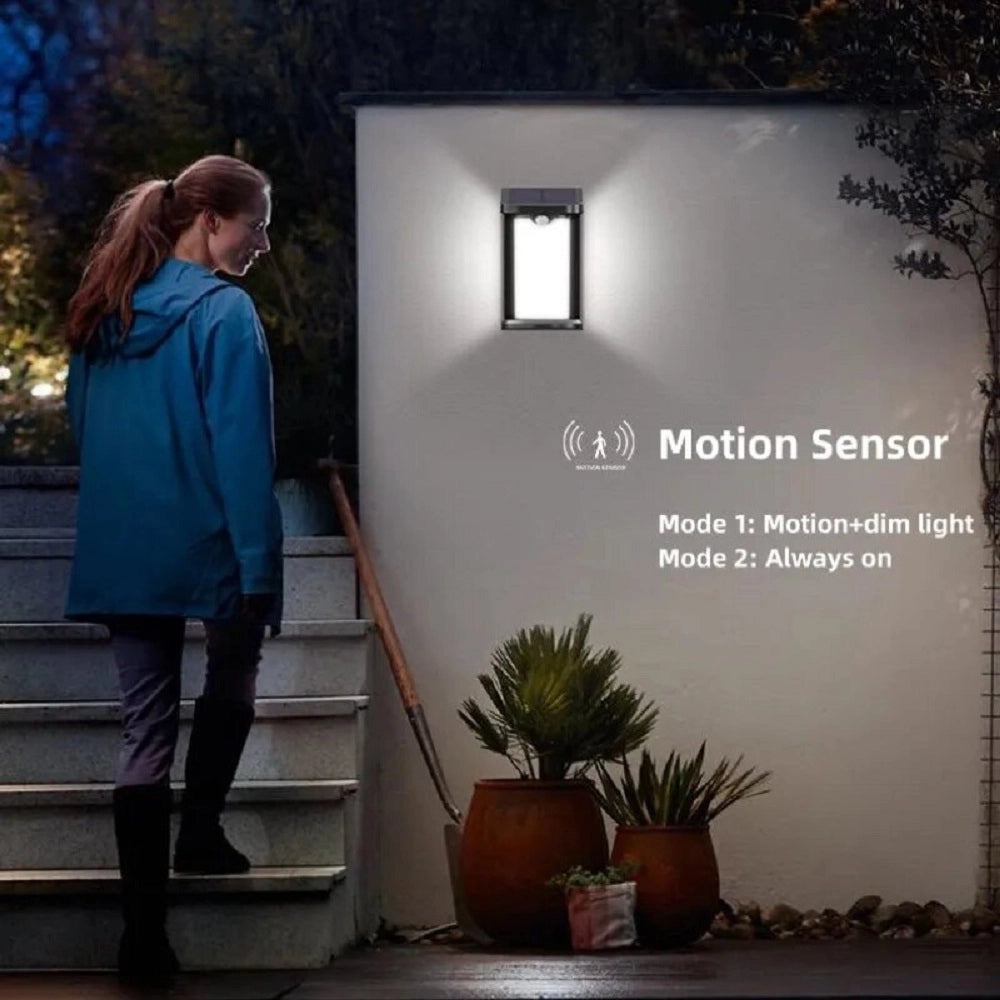 Applique lampada da parete a LED luce fredda da muro con pannello a ricarica solare e sensore movimento
