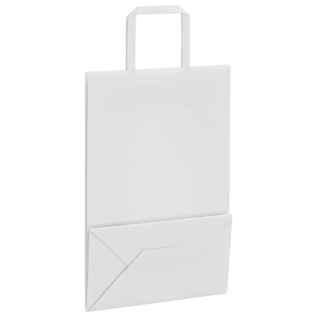 Sacchetti di Carta 250 pz con Manici Bianchi 21x11x31 cm