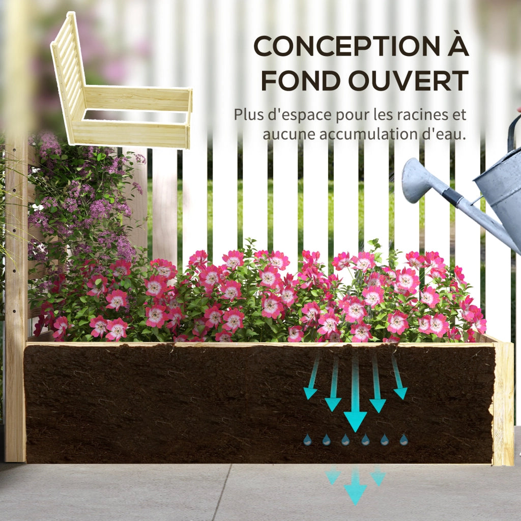 Fioriera con griglia per giardino ¨C zephmum ¨C effetto legno naturale 115x60x110 cm