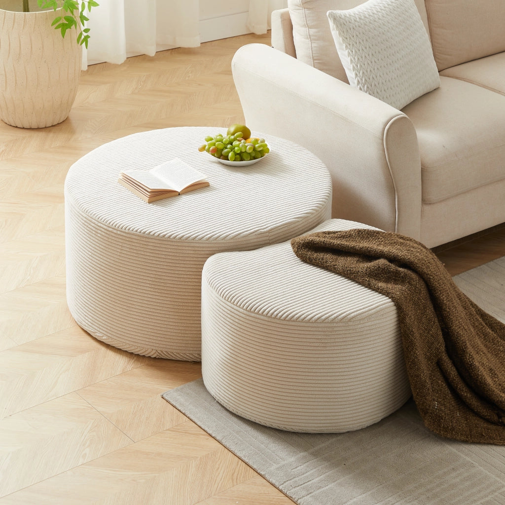 TAVOLINO Set da 2 pezzi 84x28x28 cm in tessuto beige