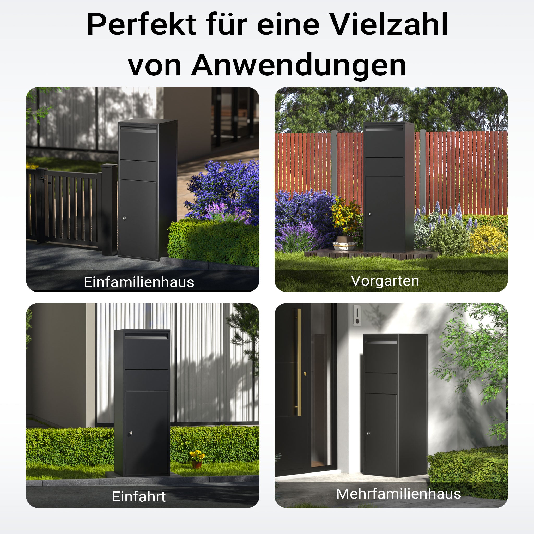 Cassetta postale portapacchi nera per pacchi medi e piccoli Parcel box