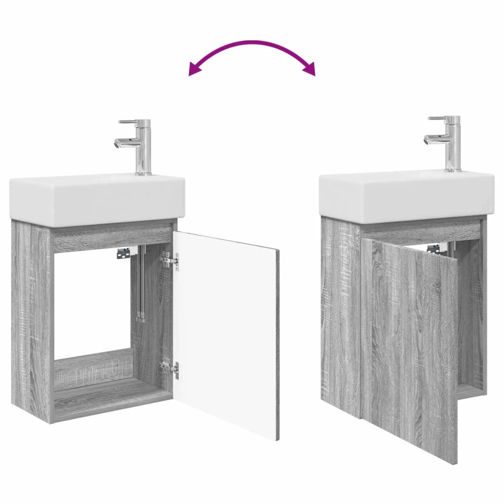 Mobile bagno con rubinetto Sonoma grigio 45,5 x 22,5 x 84 cm 889457