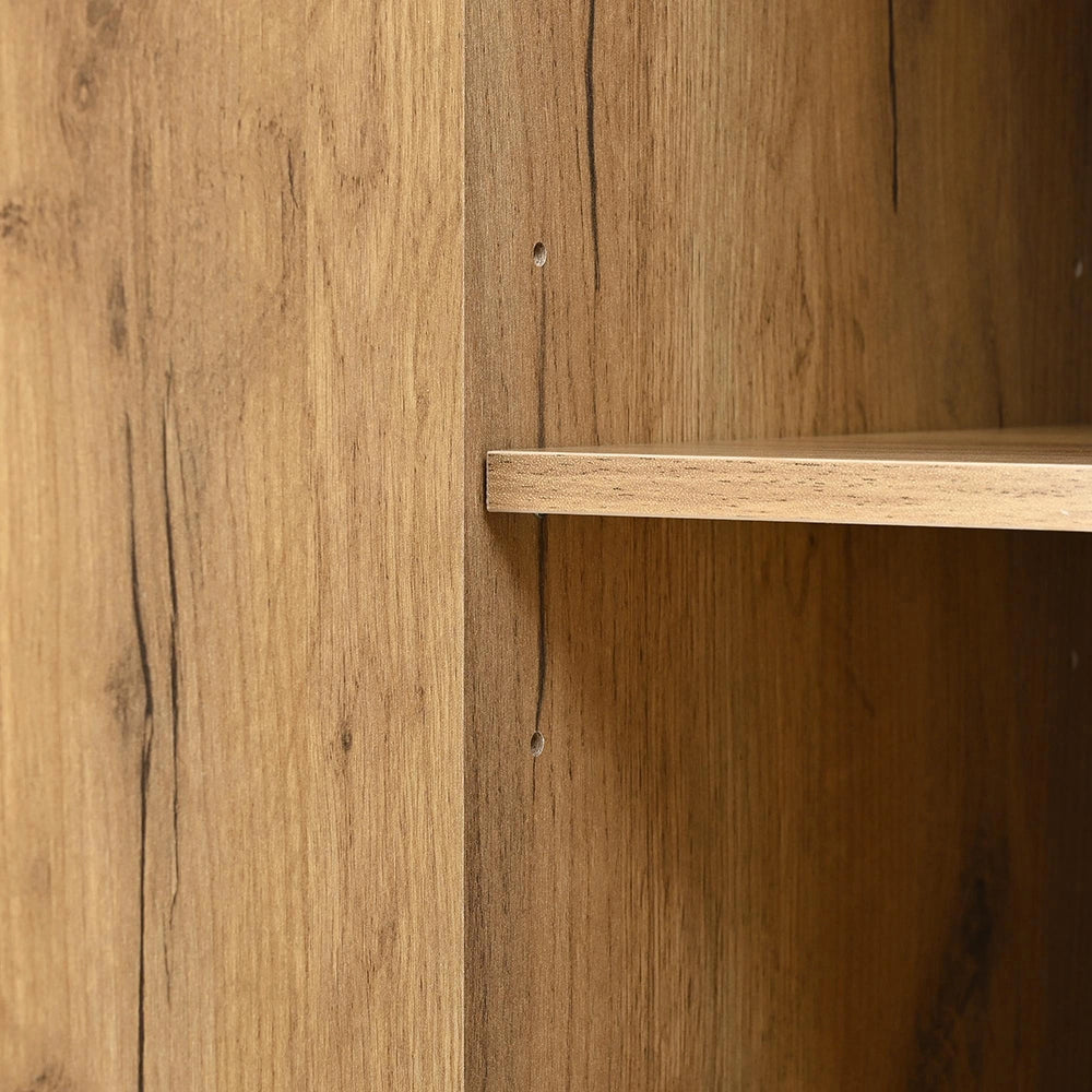 Armadio Alto con Specchio 65x35x190cm - Xylo - 4 Ante, Nero e Colore Naturale